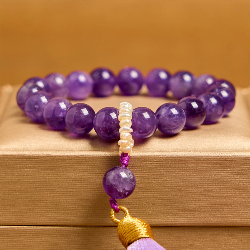 Nimara Ritual Natural Amethyst Beads Meditation Tassels Bracelet