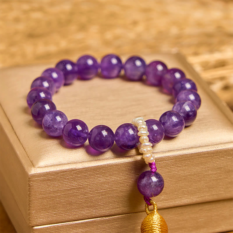 Nimara Ritual Natural Amethyst Beads Meditation Tassels Bracelet