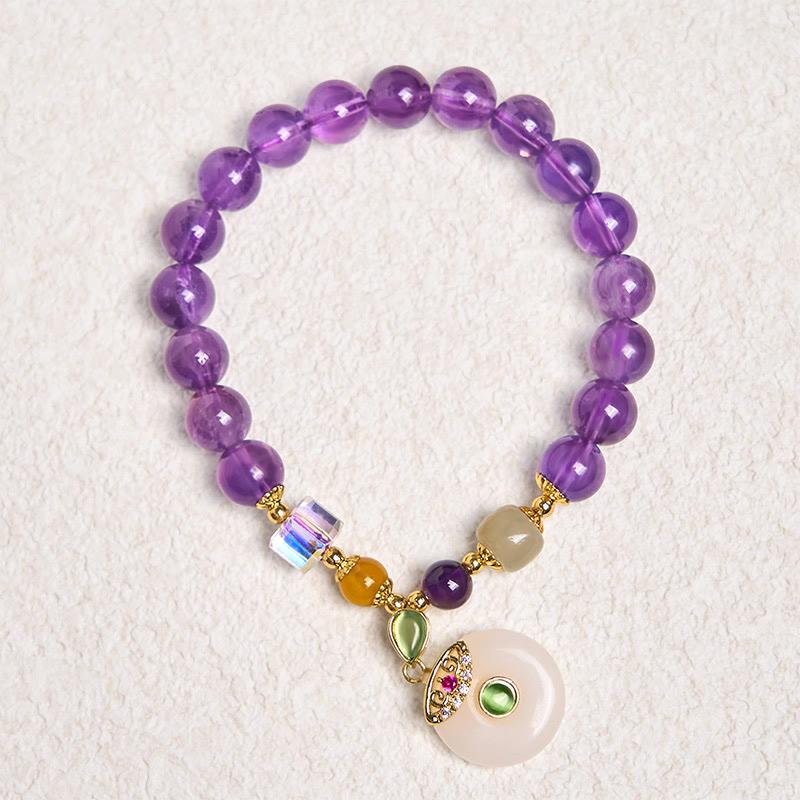 Nimara Ritual Natural Amethyst Peace Buckle Charm Spiritual Bracelet