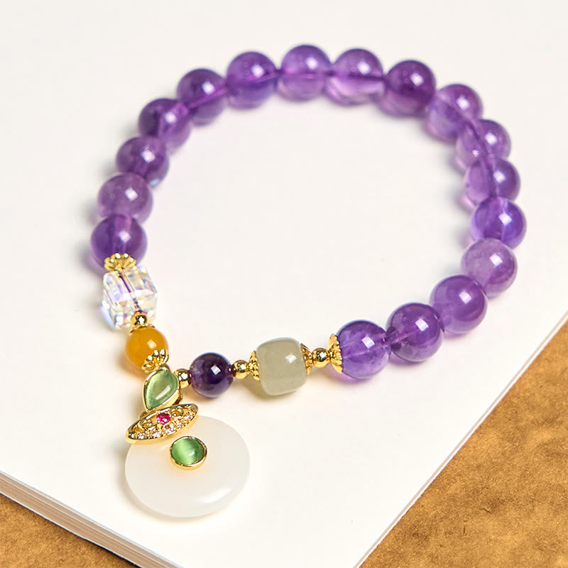 Nimara Ritual Natural Amethyst Peace Buckle Charm Spiritual Bracelet