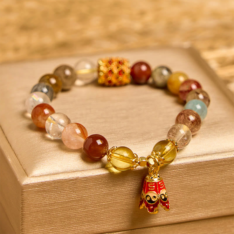 Nimara Ritual Natural Colorful Rutilated Quartz Yin Yang Protection Bracelet