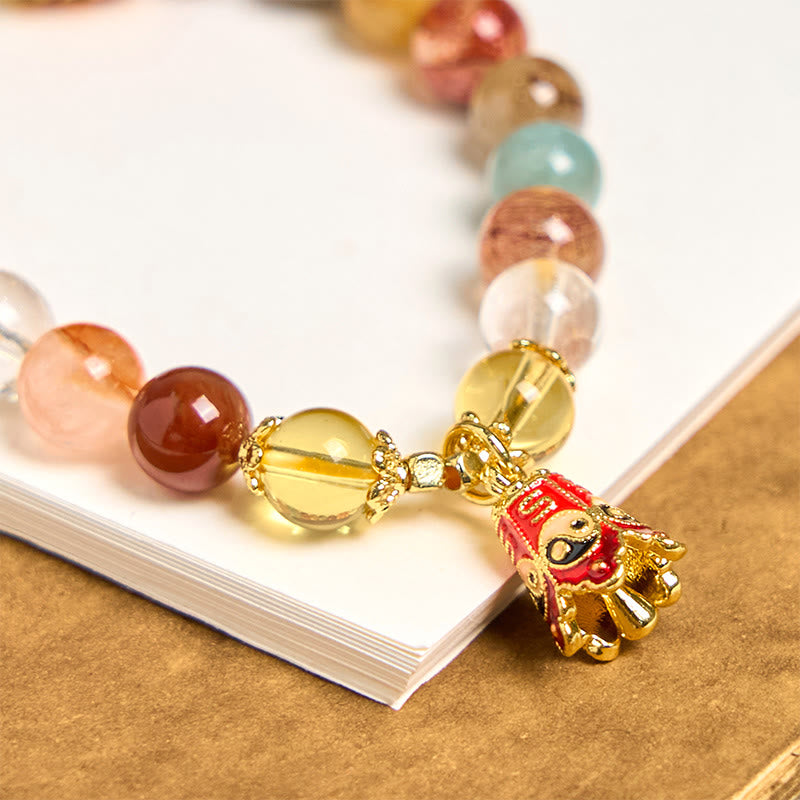 Nimara Ritual Natural Colorful Rutilated Quartz Yin Yang Protection Bracelet