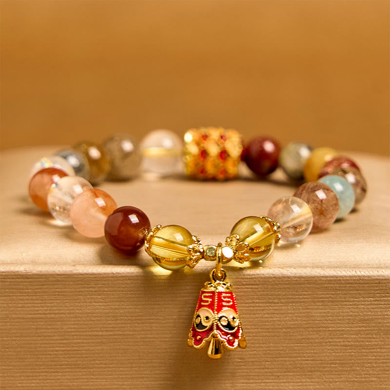 Nimara Ritual Natural Colorful Rutilated Quartz Yin Yang Protection Bracelet