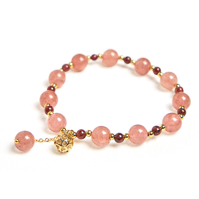 Nimara Ritual Natural Strawberry Quartz Garnet Healing Bracelet