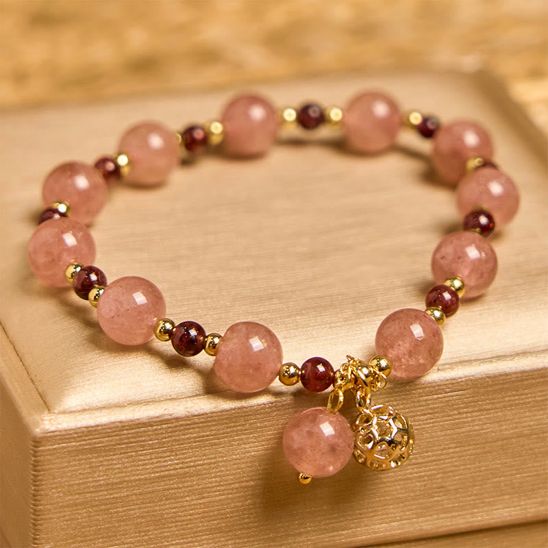Nimara Ritual Natural Strawberry Quartz Garnet Healing Bracelet