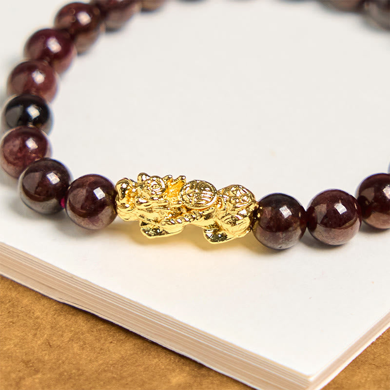 Nimara Ritual Natural Garnet Beads PiXiu Protection Bracelet