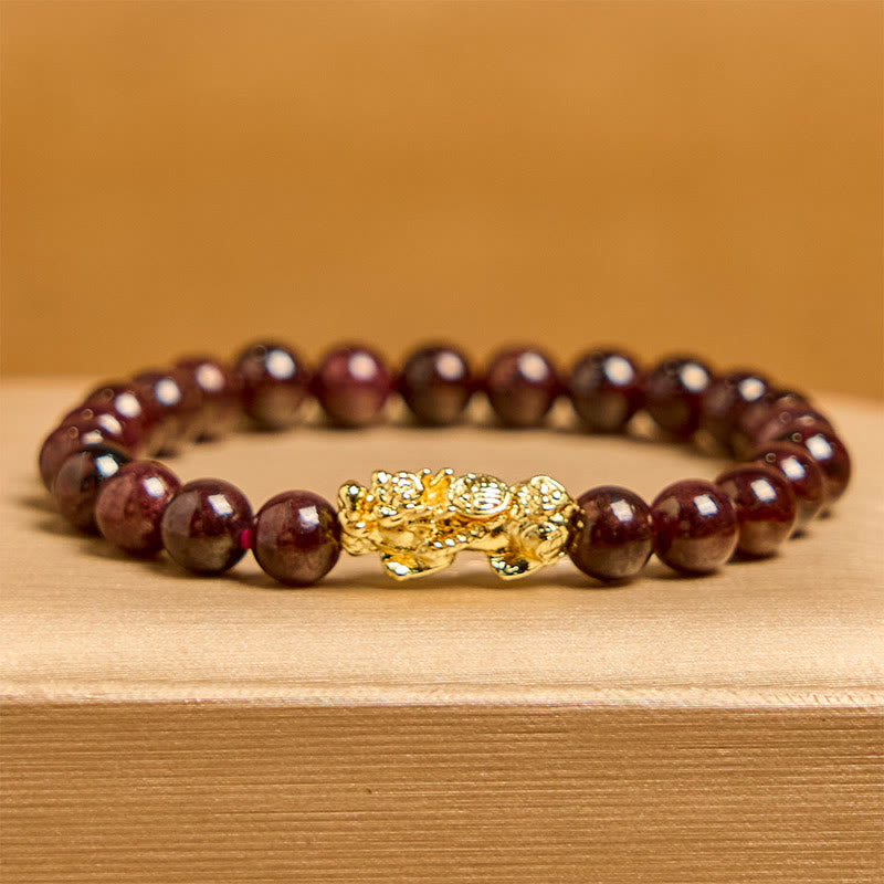 Nimara Ritual Natural Garnet Beads PiXiu Protection Bracelet