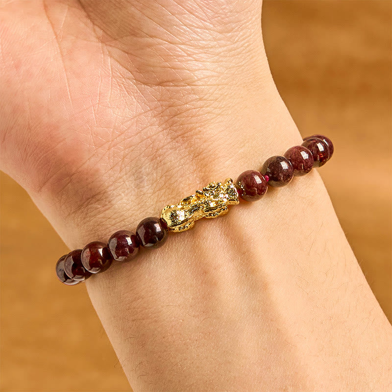 Nimara Ritual Natural Garnet Beads PiXiu Protection Bracelet