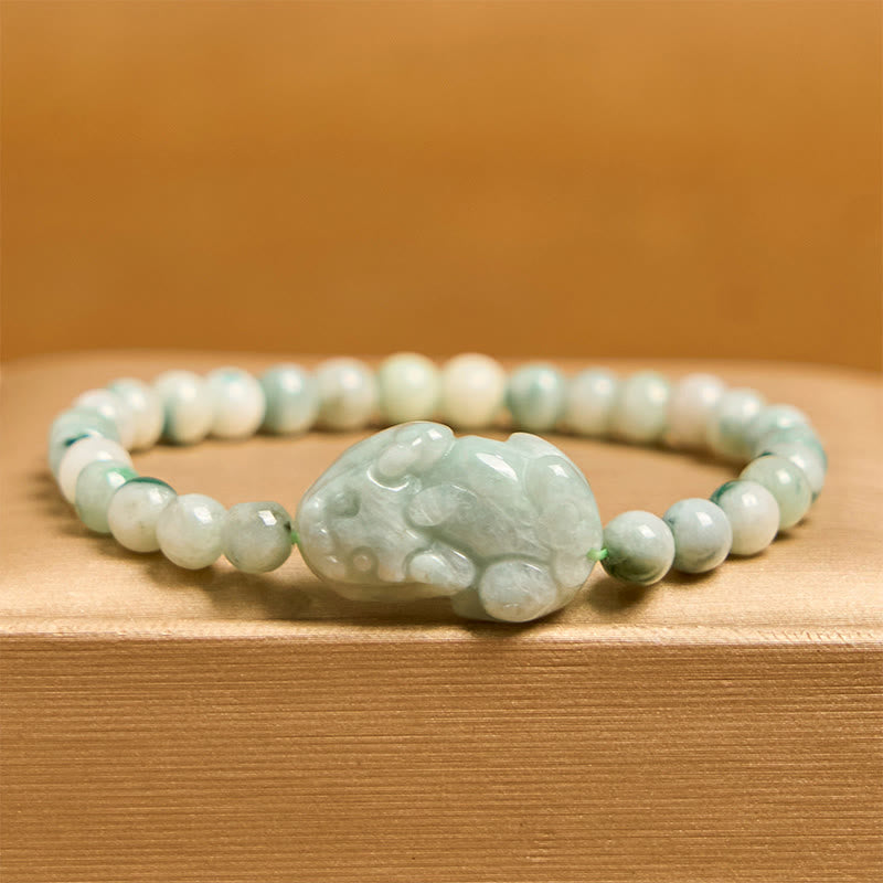 Nimara Ritual Natural Green Jade PiXiu Carved Luck Bracelet