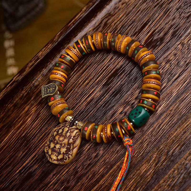 Nimara Ritual Tibetan Camel Bone Dice Tassel Protection Bracelet