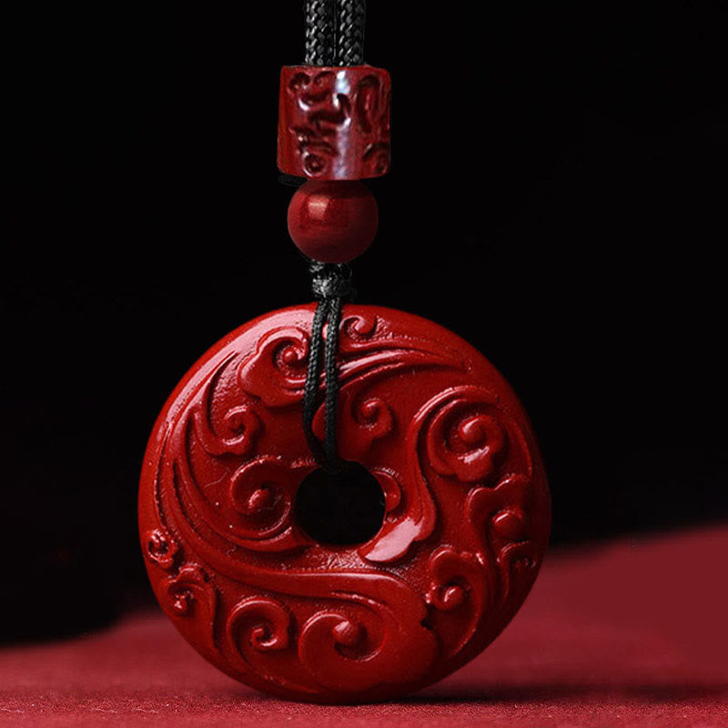 Nimara Ritual Natural Cinnabar Lotus Peace Buckle Blessing Necklace String Pendant
