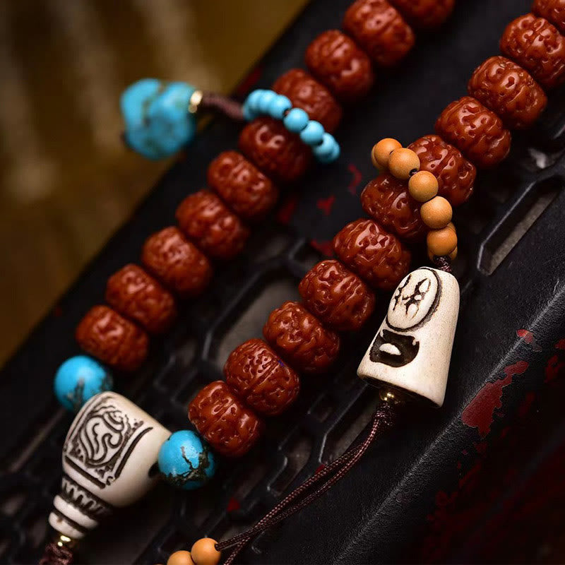 Nimara Ritual 108 Beads Rudraksha Bodhi Seed Wealth Tassel Mala