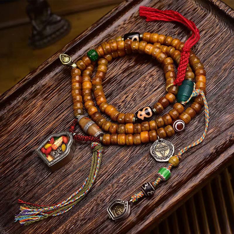 Nimara Ritual Tibetan 108 Beads Camel Bone Luck Tassel Mala
