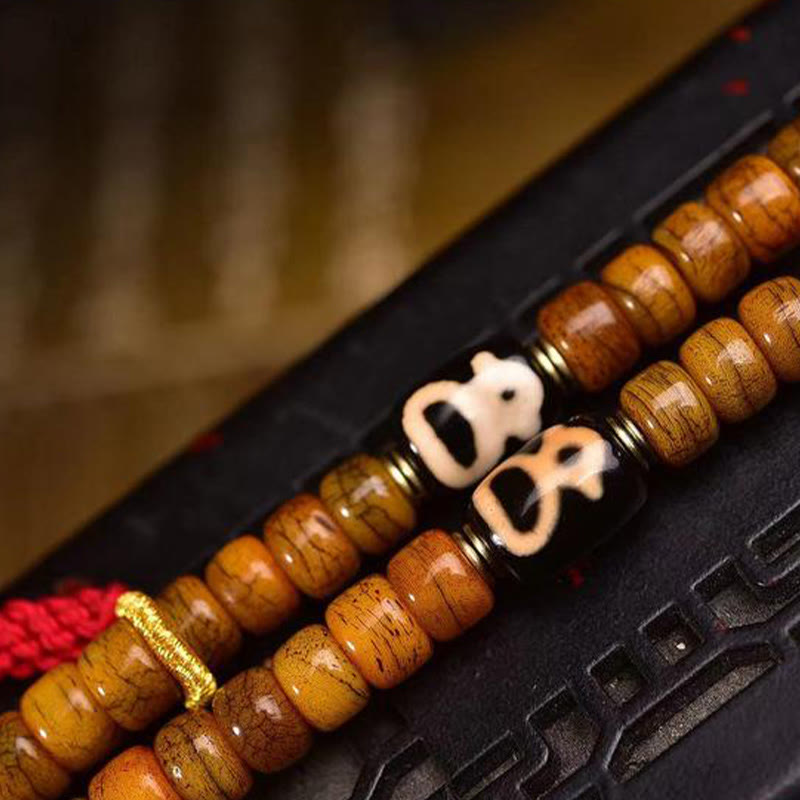 Nimara Ritual Tibetan 108 Beads Camel Bone Luck Tassel Mala
