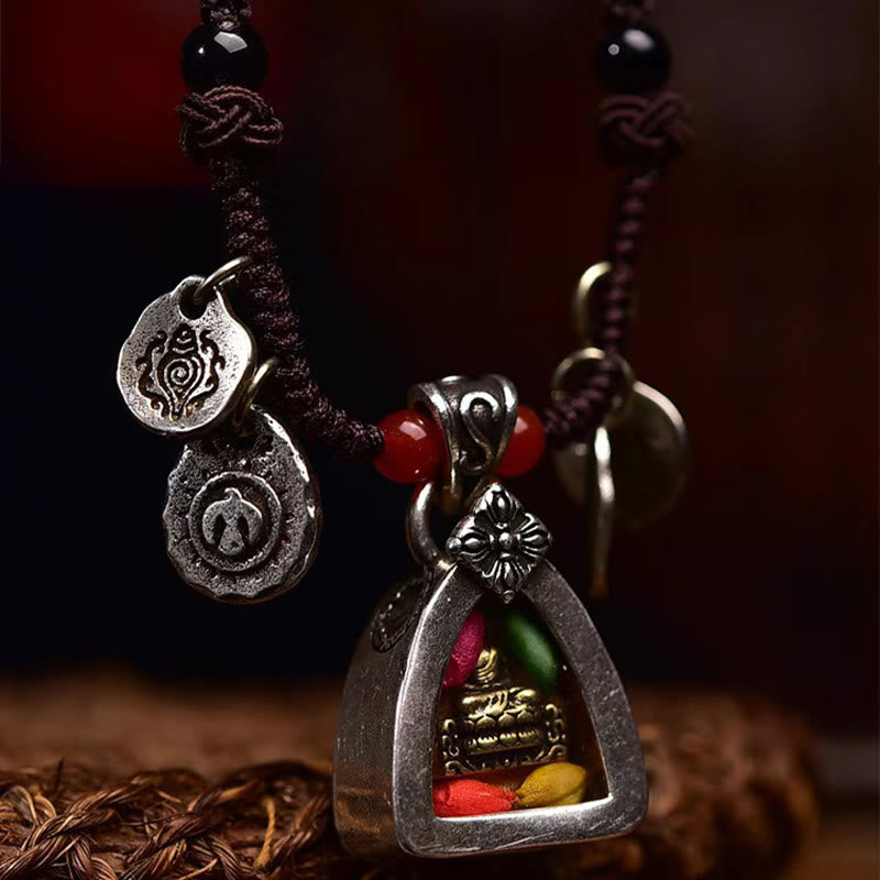 Nimara Ritual Tibetan Medicine Buddha Compassion Braided Rope Necklace Pendant