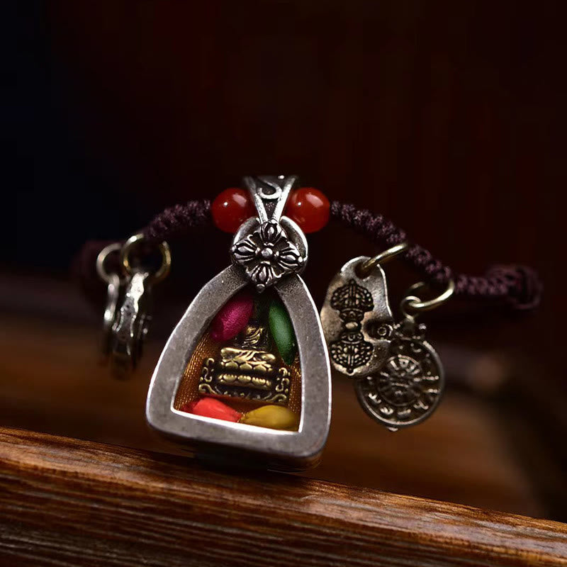 Nimara Ritual Tibetan Medicine Buddha Compassion Braided Rope Necklace Pendant