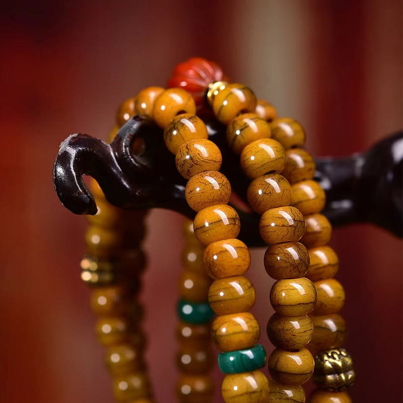 Nimara Ritual Tibetan 108 Beads Bone Beads Dzi Bead Keep Away Evil Spirits Mala