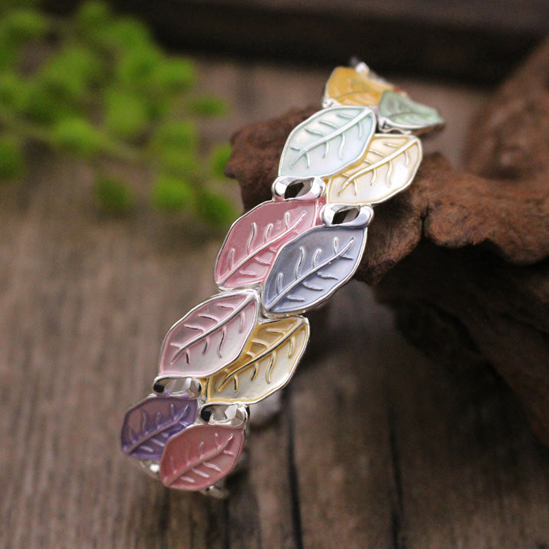 Nimara Ritual Colorful Leaves Alloy Luck Elastic Bracelet Bangle