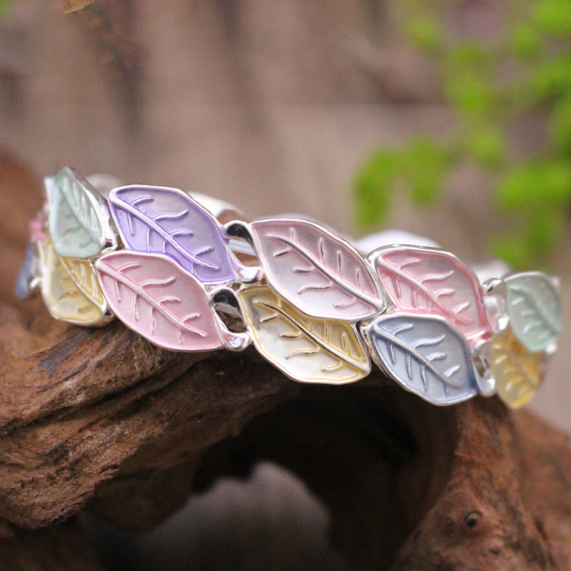 Nimara Ritual Colorful Leaves Alloy Luck Elastic Bracelet Bangle