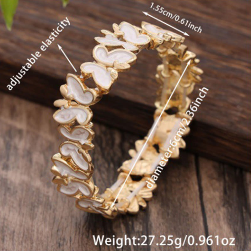 Nimara Ritual Colorful Butterfly Freedom Alloy Elastic Bracelet Bangle