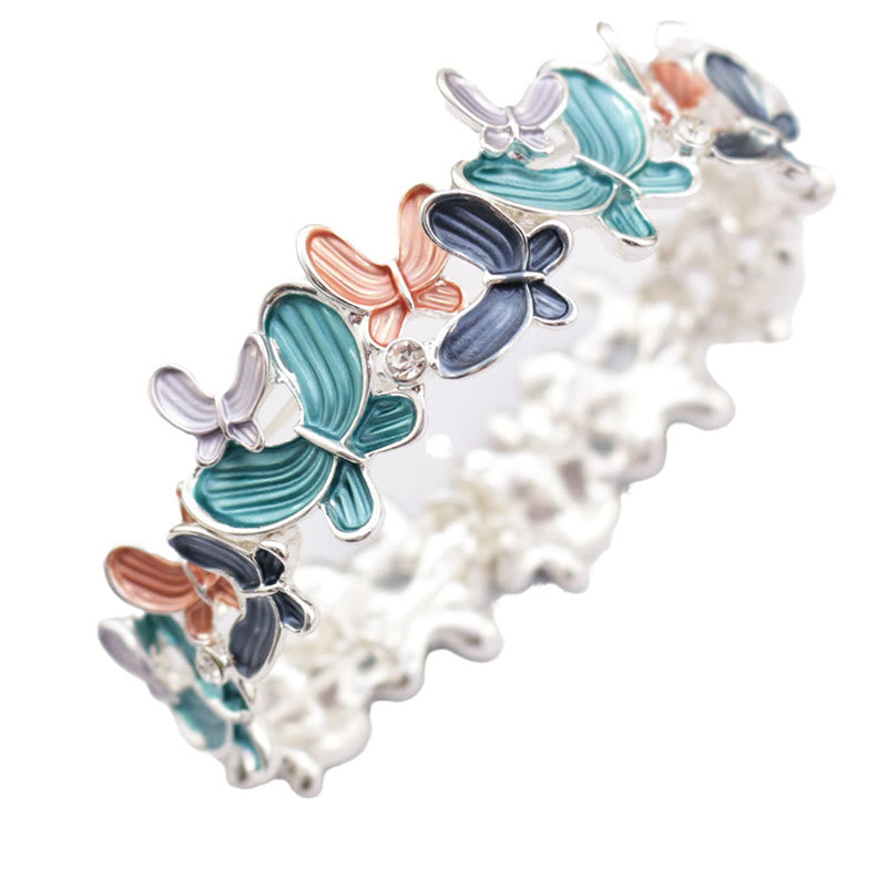 Nimara Ritual Colorful Butterfly Love Alloy Elastic Bracelet Bangle