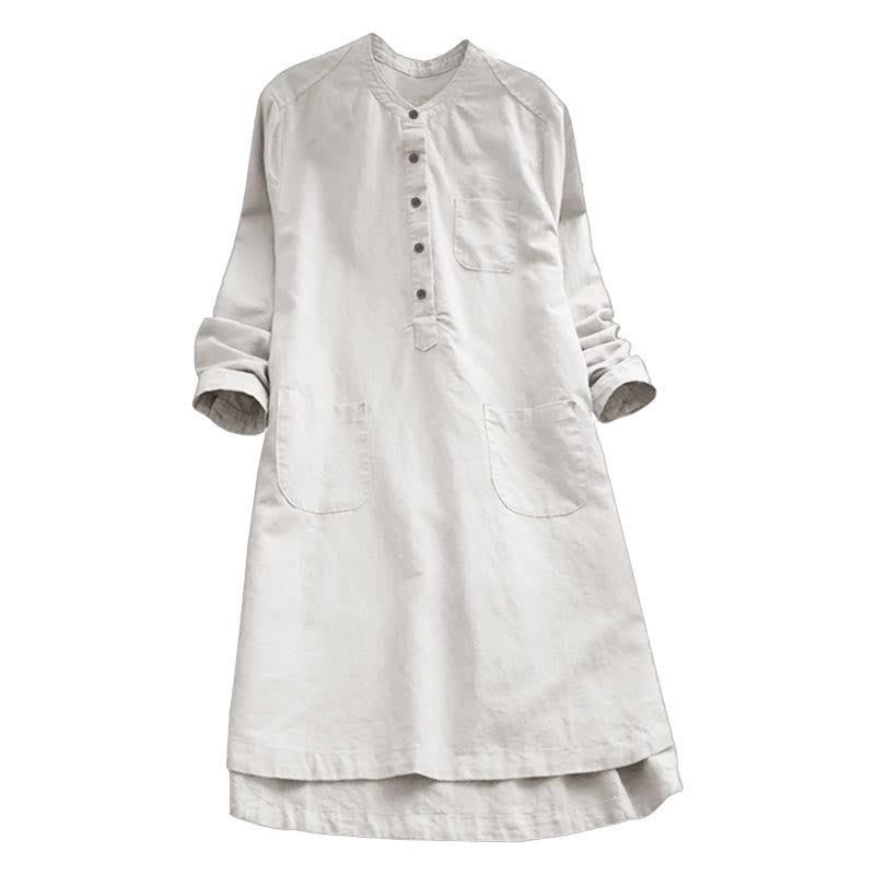 Nimara Ritual Solid Buttons Long Sleeve Women's Shirt With Pockets