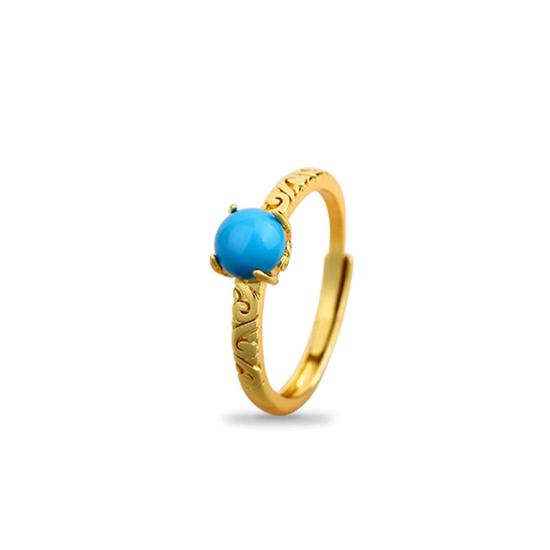 Nimara Ritual Simple Design Turquoise Protection Copper Adjustable Ring