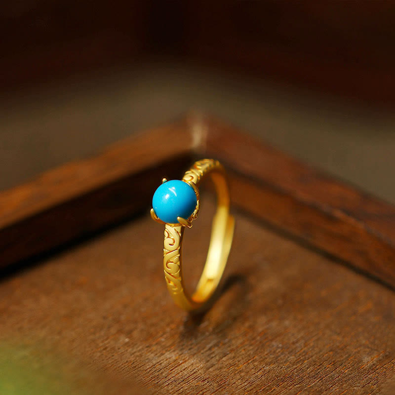 Nimara Ritual Simple Design Turquoise Protection Copper Adjustable Ring