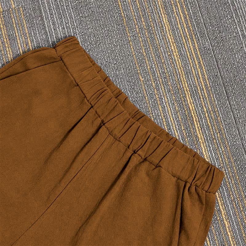 Nimara Ritual Casual Pure Color Hollow Button Cuff Design Women's Cotton Linen Pants With Pockets