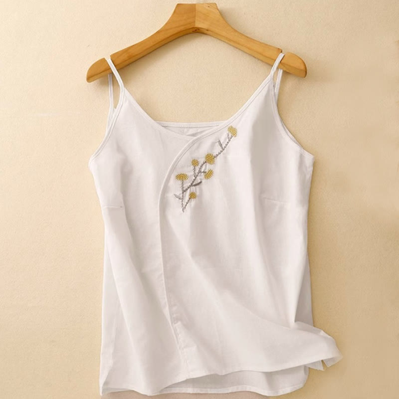 Nimara Ritual Ethnic Embroidery Asymmetrical Design Women's Sleeveless Vest