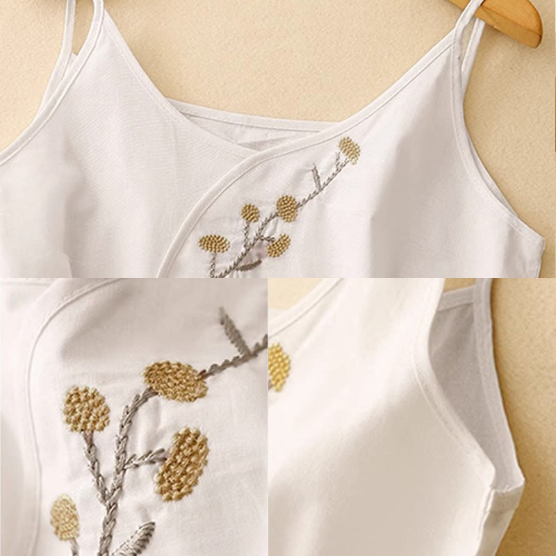 Nimara Ritual Ethnic Embroidery Asymmetrical Design Women's Sleeveless Vest