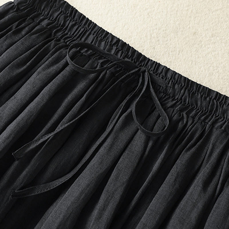 Nimara Ritual Summer Plain Drawstring Lace Patchwork Design Women's 7-8 Length Skirt