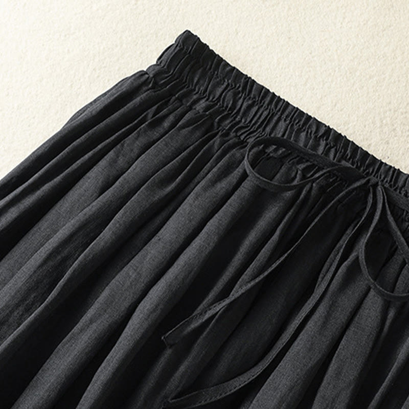 Nimara Ritual Summer Plain Drawstring Lace Patchwork Design Women's 7-8 Length Skirt