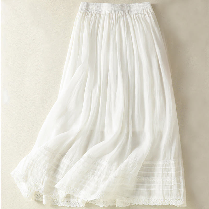 Nimara Ritual Summer Plain Drawstring Lace Patchwork Design Women's 7-8 Length Skirt