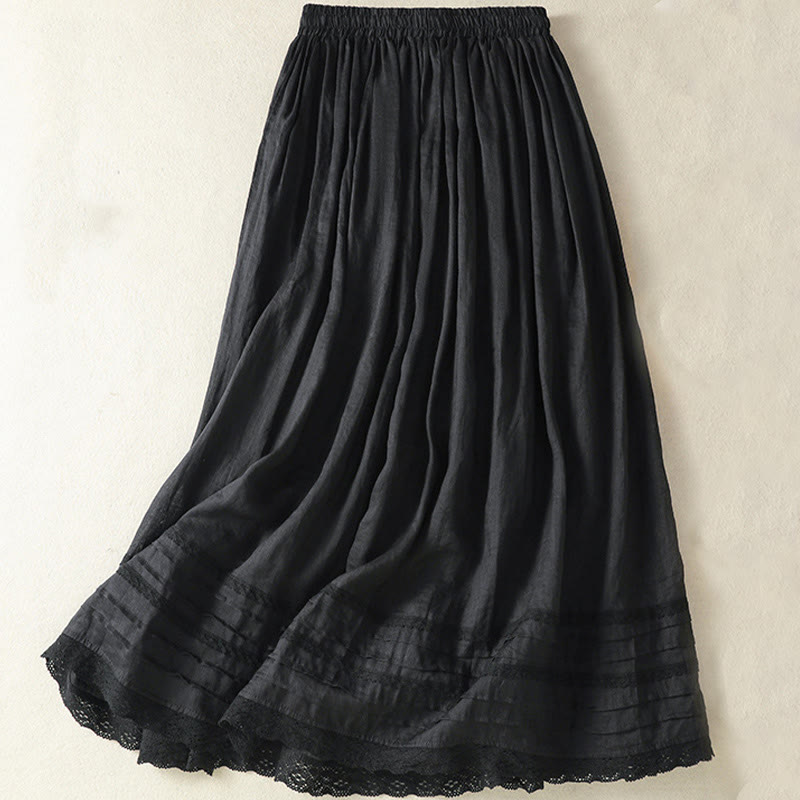 Nimara Ritual Summer Plain Drawstring Lace Patchwork Design Women's 7-8 Length Skirt