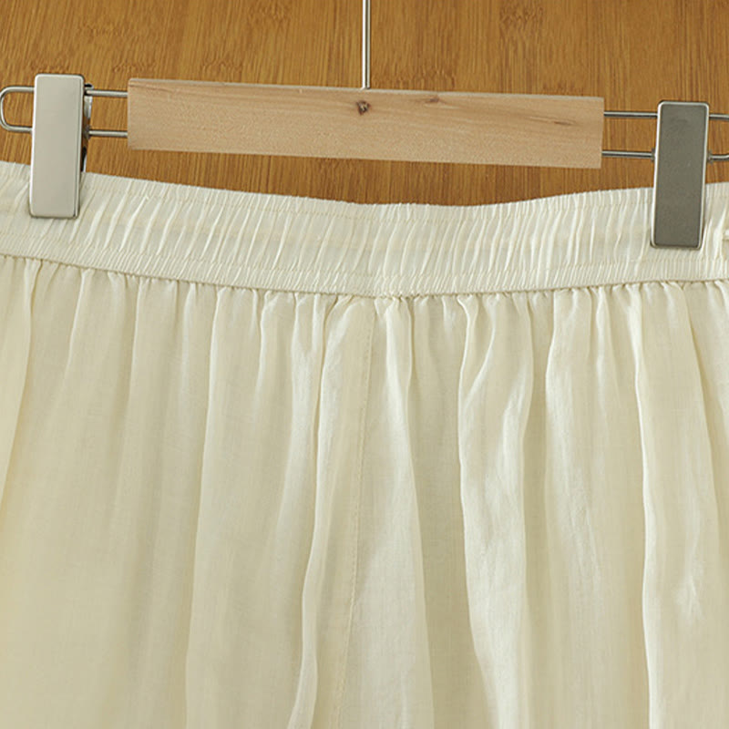 Nimara Ritual Casual Plain Lined Ribbon Elastic Women's Polyester Wide Leg Pants With Pockets