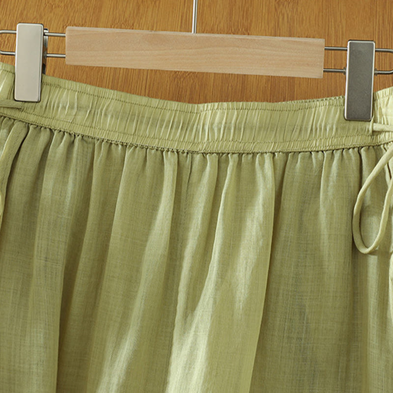 Nimara Ritual Casual Plain Lined Ribbon Elastic Women's Polyester Wide Leg Pants With Pockets