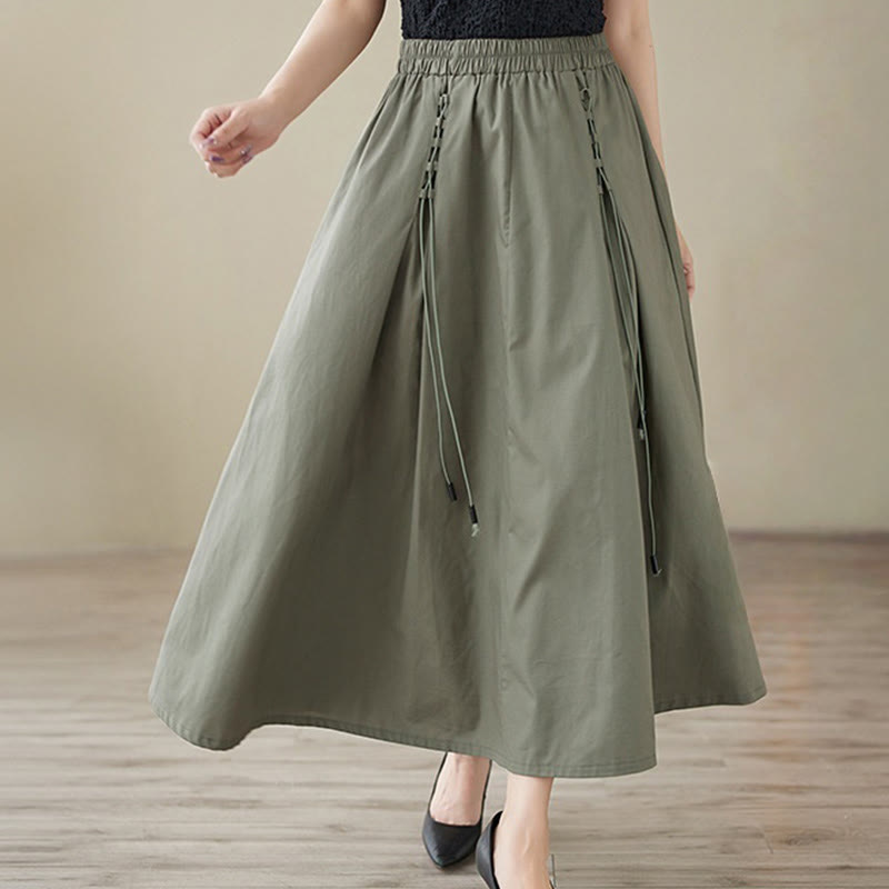 Nimara Ritual Summer Casual Pure Color Pleated Design Women's Cotton Skirt