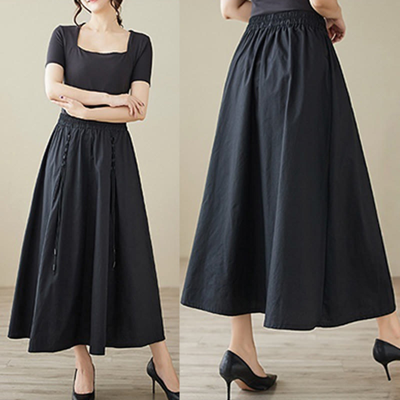 Nimara Ritual Summer Casual Pure Color Pleated Design Women's Cotton Skirt