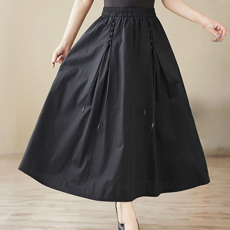 Nimara Ritual Summer Casual Pure Color Pleated Design Women's Cotton Skirt