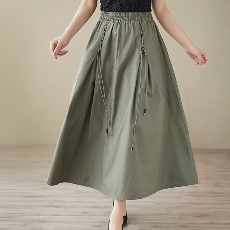 Nimara Ritual Summer Casual Pure Color Pleated Design Women's Cotton Skirt
