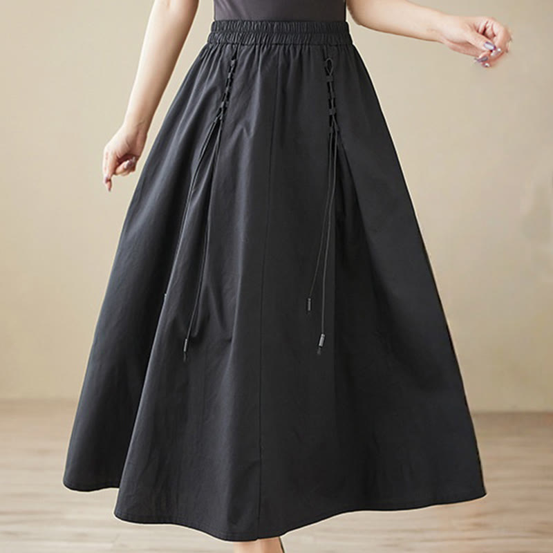 Nimara Ritual Summer Casual Pure Color Pleated Design Women's Cotton Skirt