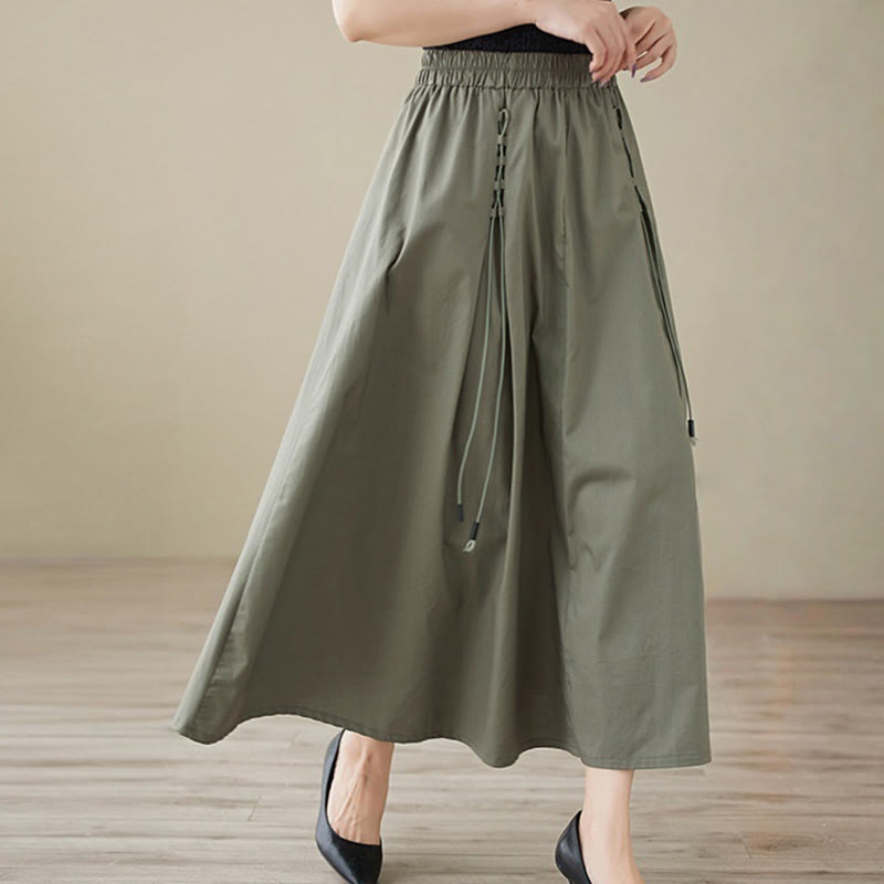 Nimara Ritual Summer Casual Pure Color Pleated Design Women's Cotton Skirt