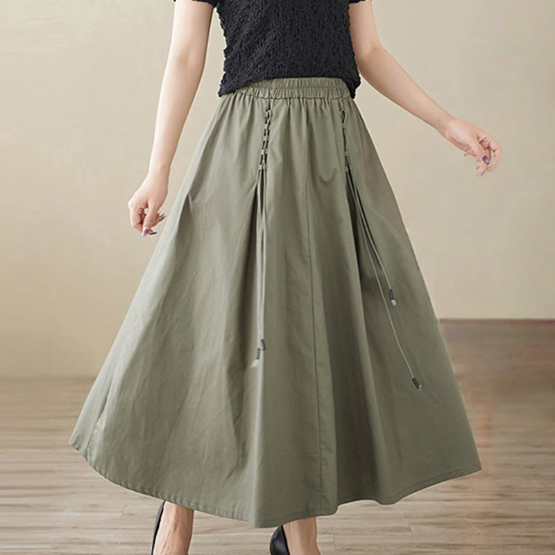 Nimara Ritual Summer Casual Pure Color Pleated Design Women's Cotton Skirt