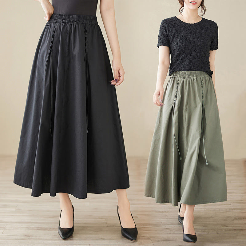 Nimara Ritual Summer Casual Pure Color Pleated Design Women's Cotton Skirt