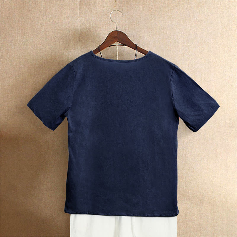 Nimara Ritual Casual Summer Pure Color Jacquard Button Crew Neck Women's Short Sleeve T-Shirt