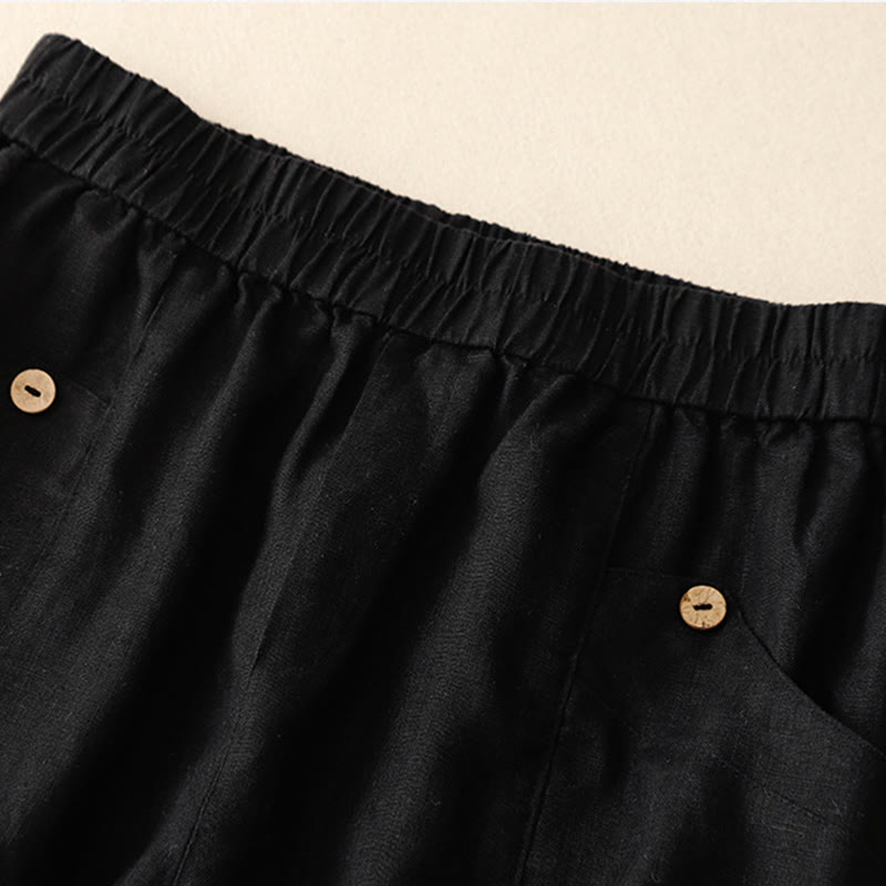 Nimara Ritual Summer Casual Buttons Plain Women's Shorts With Pockets