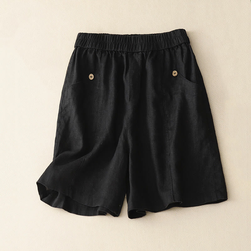 Nimara Ritual Summer Casual Buttons Plain Women's Shorts With Pockets