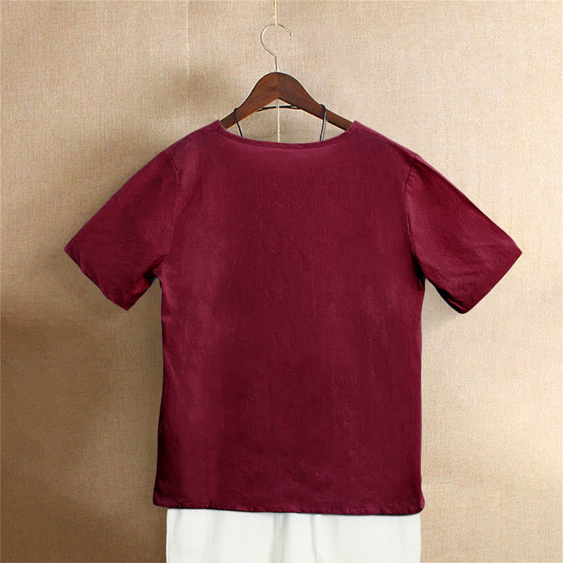 Nimara Ritual Casual Summer Pure Color Jacquard Button Crew Neck Women's Short Sleeve T-Shirt