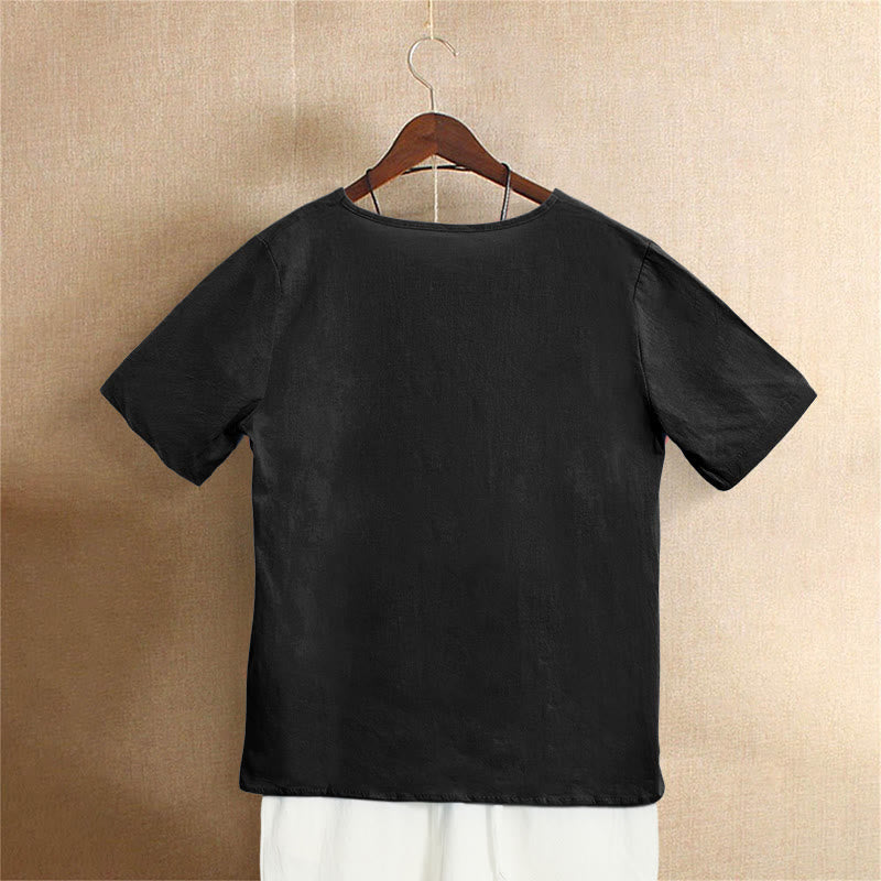 Nimara Ritual Casual Summer Pure Color Jacquard Button Crew Neck Women's Short Sleeve T-Shirt